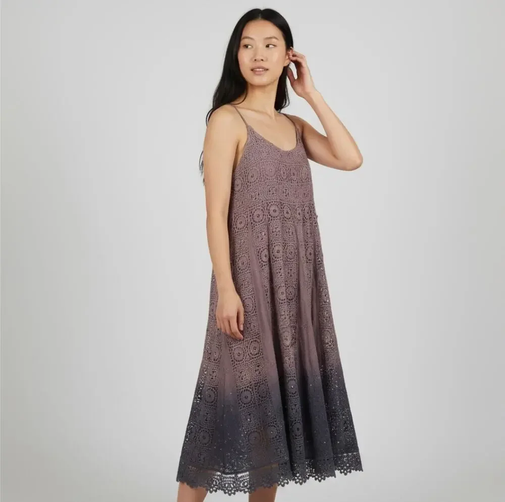 Free People Faux Diamond Sparkling Embroidered Dress